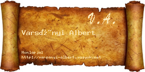 Varsányi Albert névjegykártya